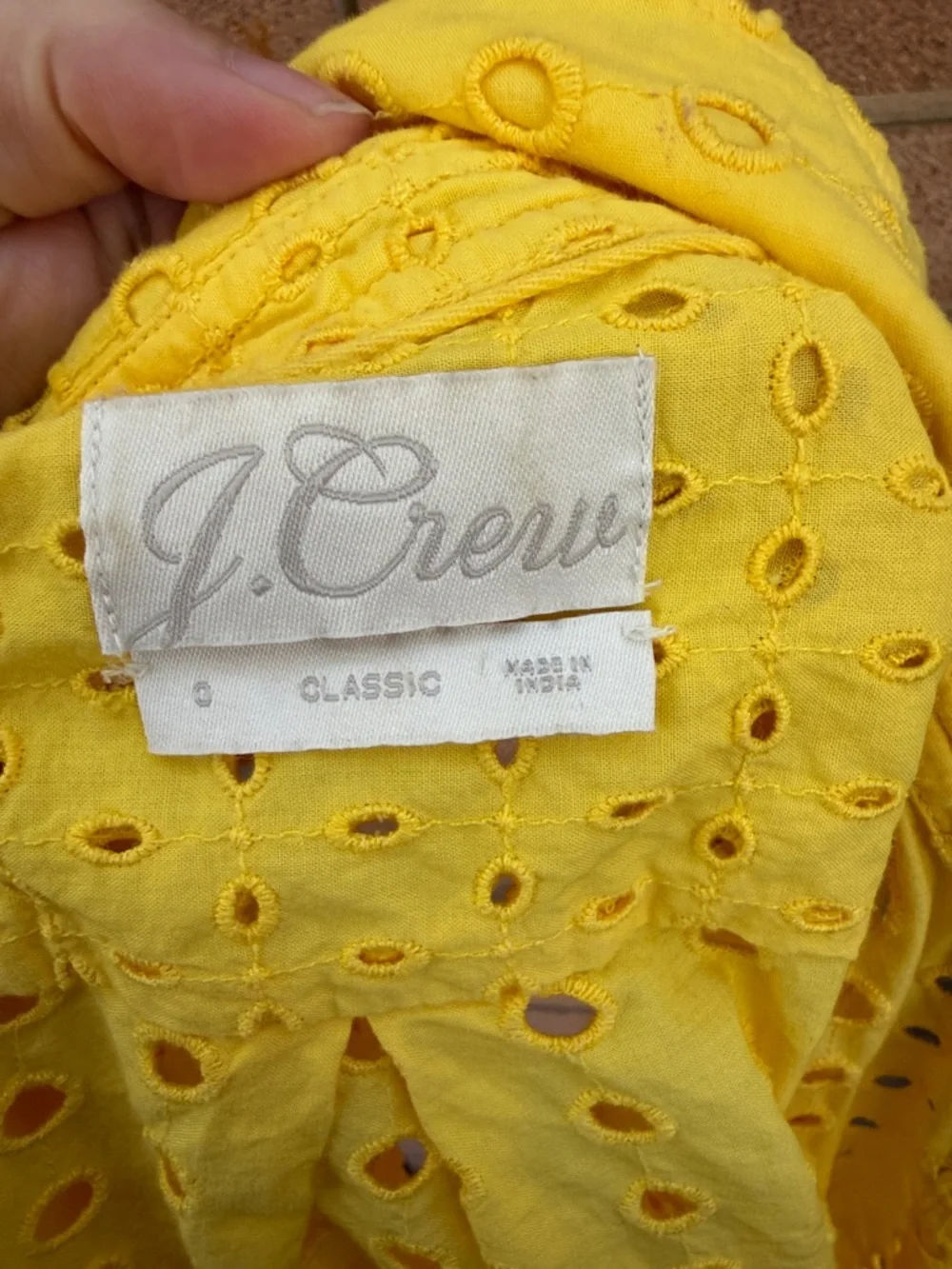 J. Crew Bright Yellow Eyelet Button-Down Shirt Size XS - Picture 3 of 5